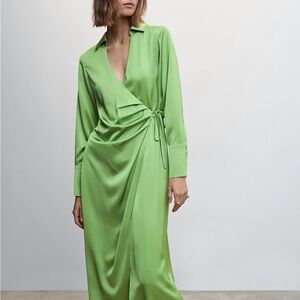 Vibrant Green Satin Dress